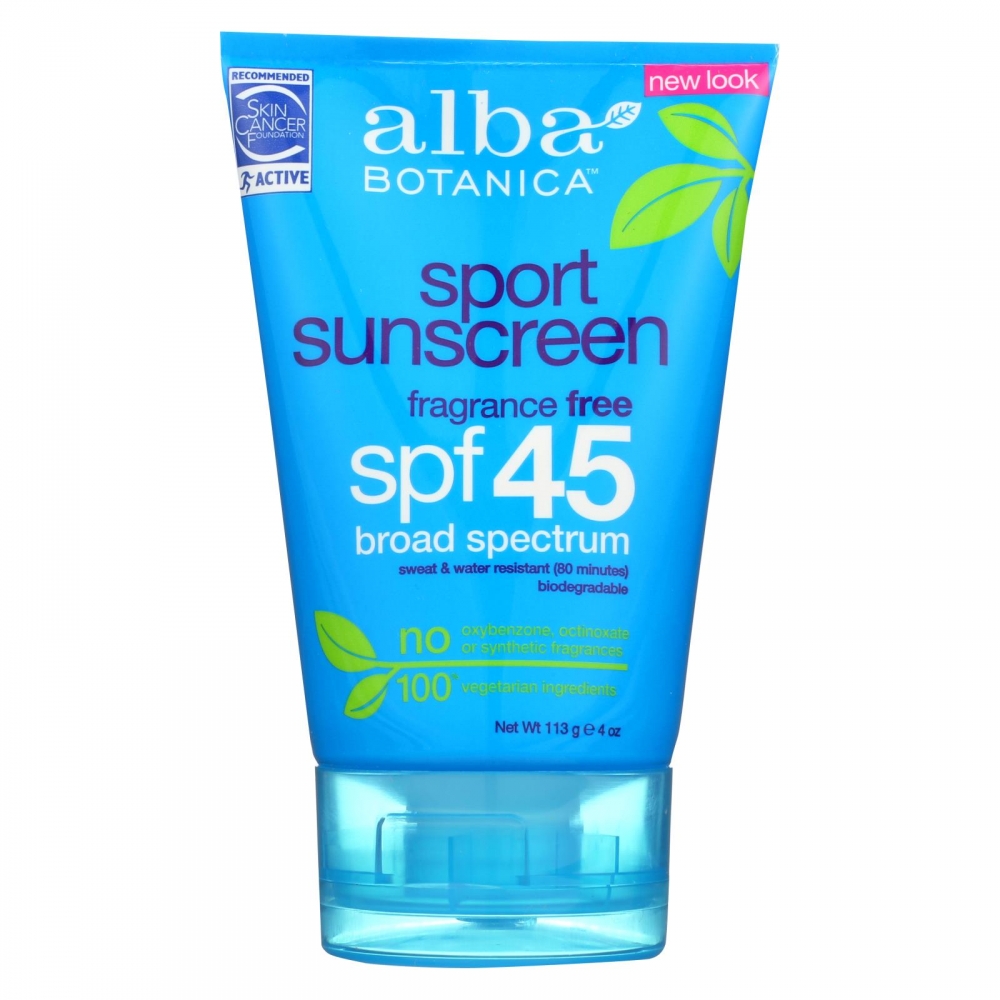 Alba Botanica - Very Emollient Sunscreen Natural Protection Sport SPF 45 - 4 oz