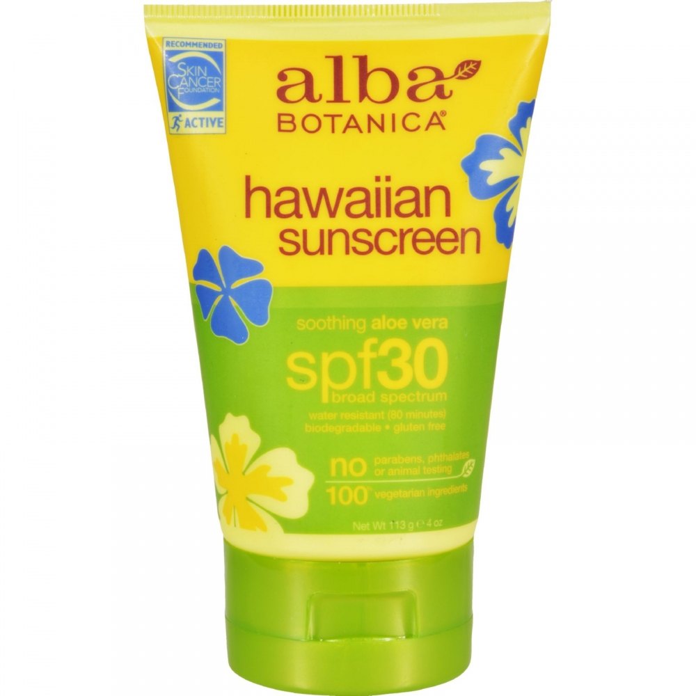 Alba Botanica - Hawaiian Aloe Vera Natural Sunblock SPF 30 - 4 fl oz