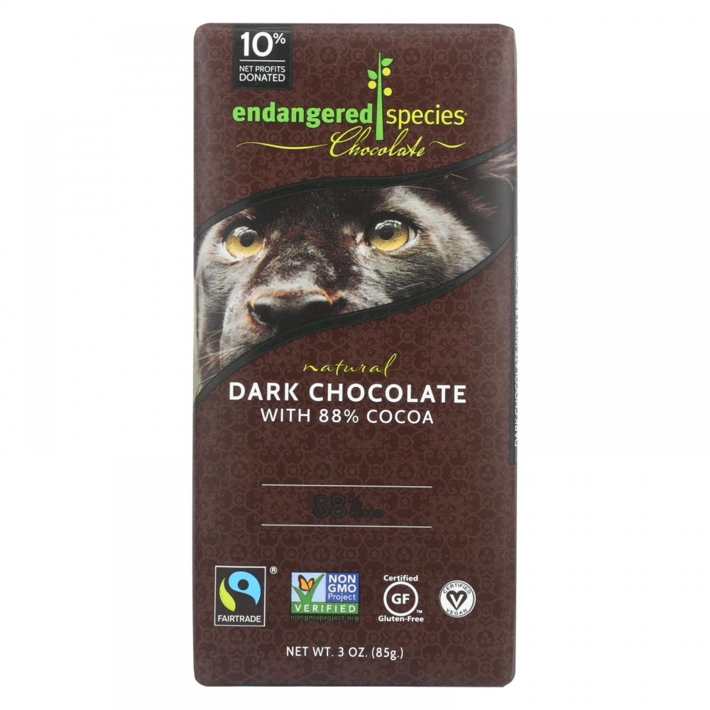 Endangered Species Natural Chocolate Bars - Dark Chocolate - 88 Percent Cocoa - 3 oz Bars - 12개 묶음상품