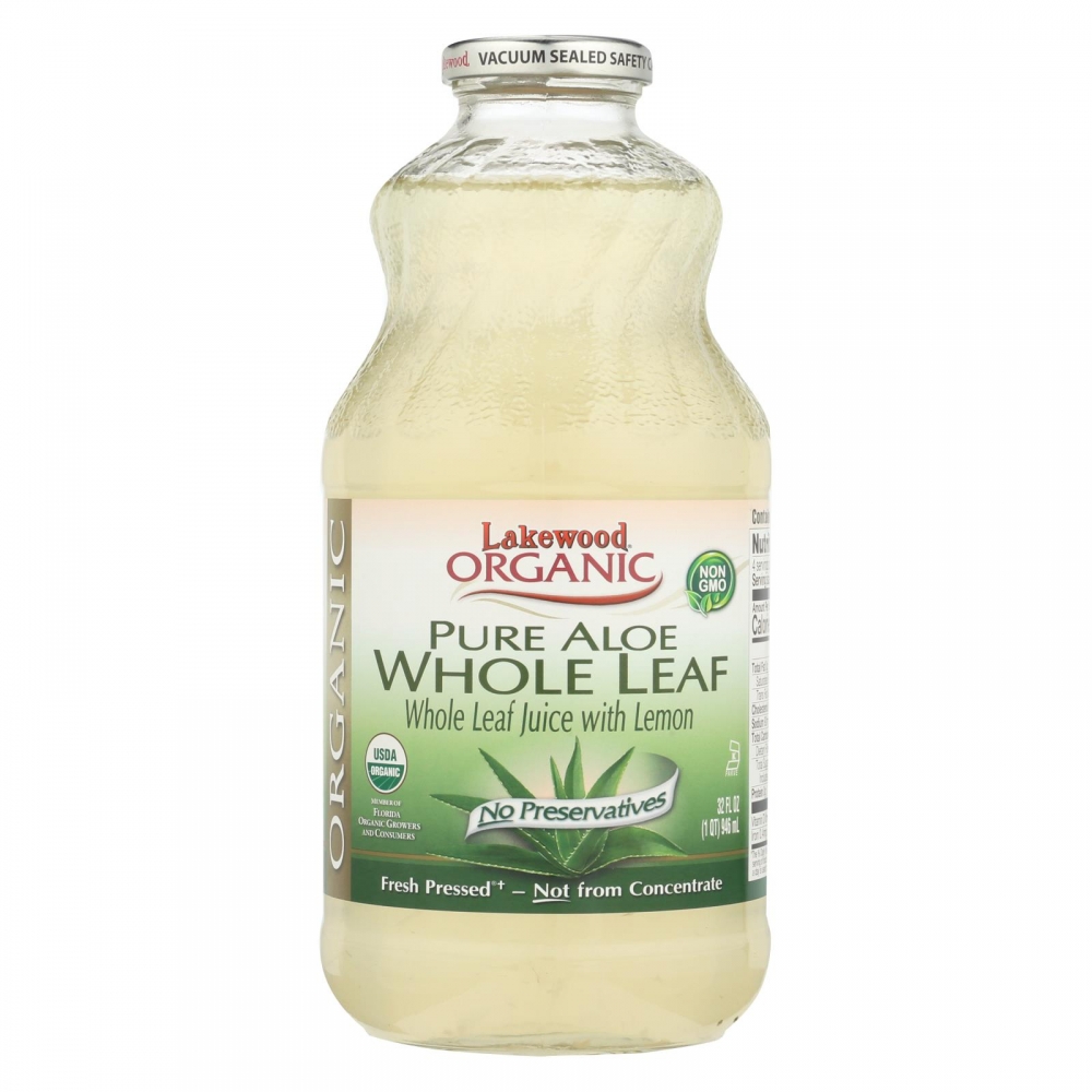 Lakewood Organic Aloe Juice - Whole Leaf - Fresh Pressed - with Lemon - 32 oz