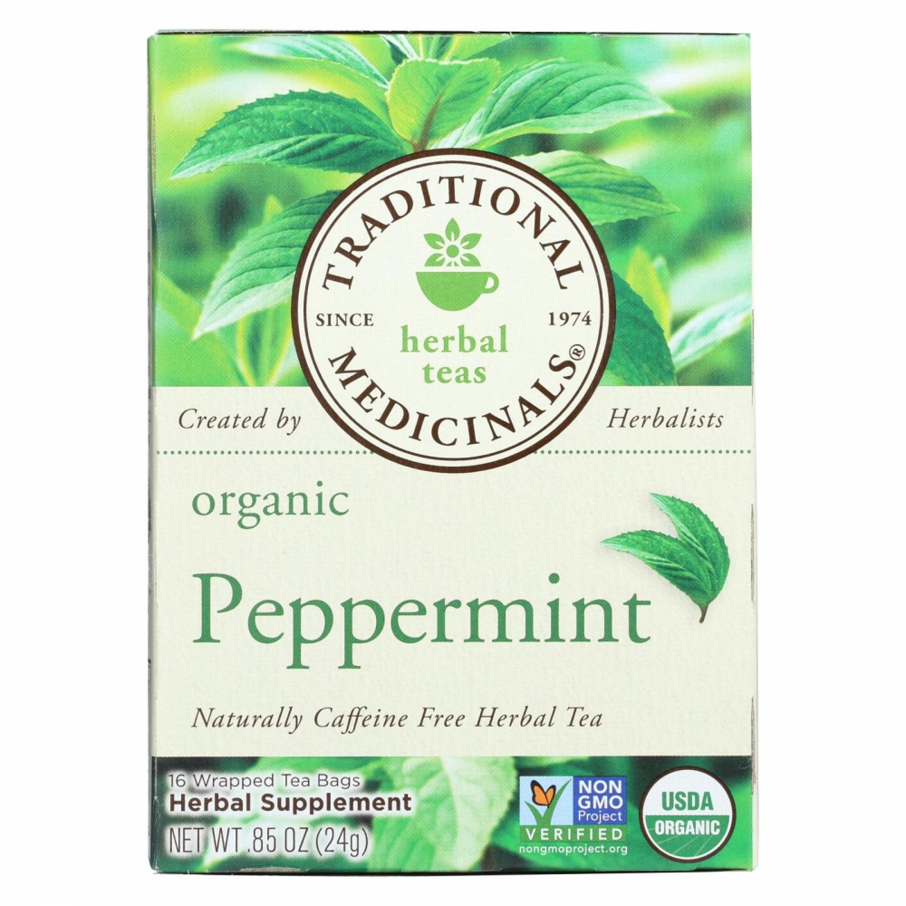 Traditional Medicinals Organic Peppermint Herbal Tea - Caffeine Free - 6개 묶음상품 - 16 Bags