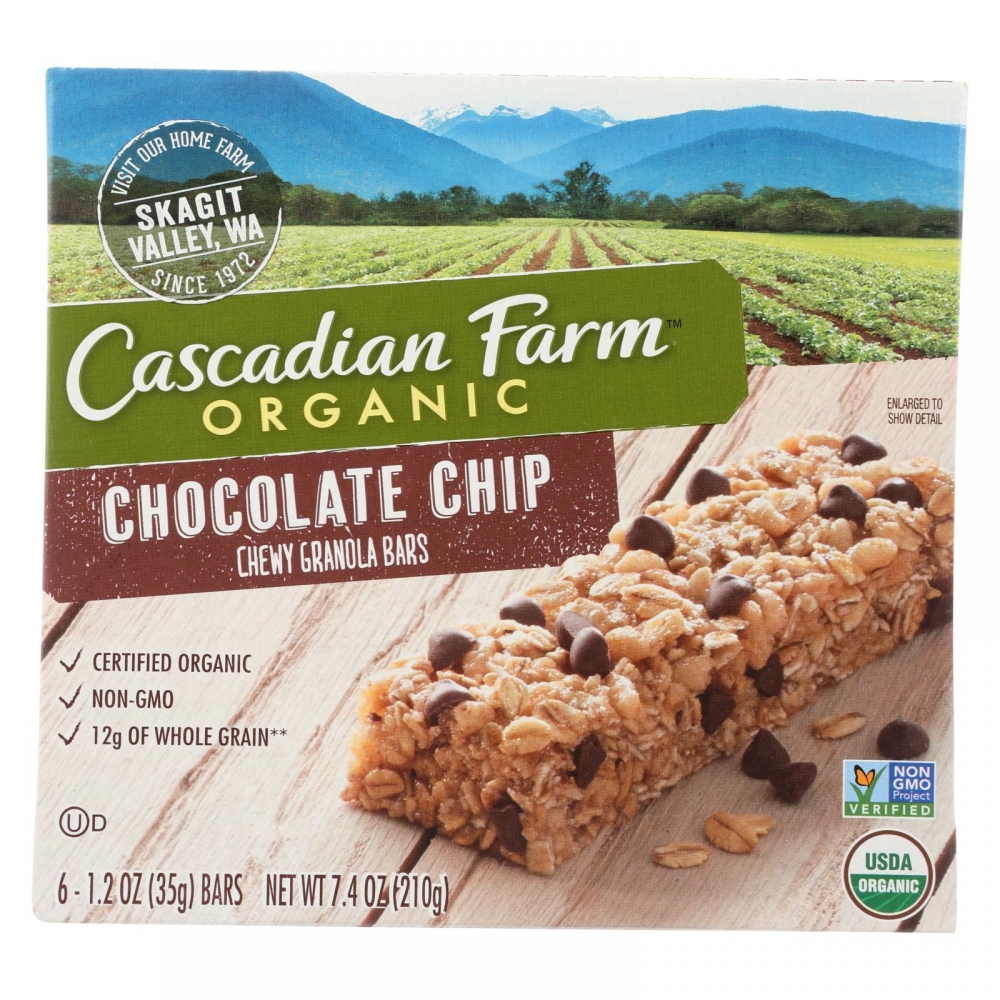Cascadian Farm Granola Bar - Organic - Chewy - Chocolate Chip - 7.4 oz - 12개 묶음상품