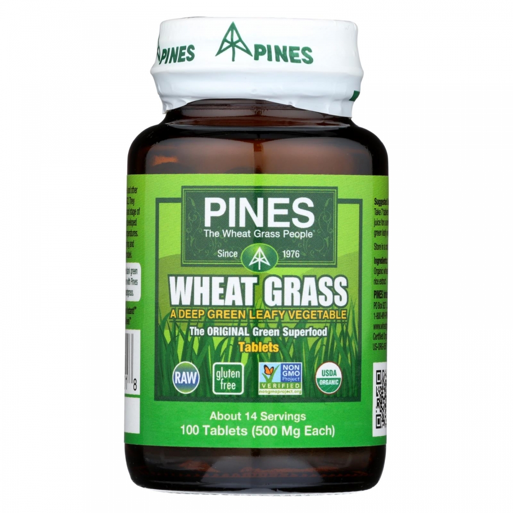 Pines International Organic Wheat Grass - 500 mg - 100 Tablets