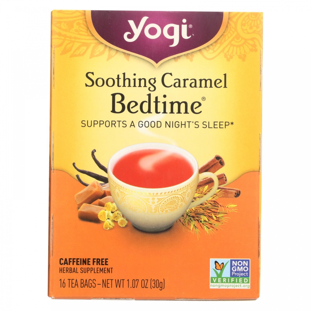 Yogi Bedtime Herbal Tea Caffeine Free Soothing Caramel - 16 Tea Bags - Case of 6