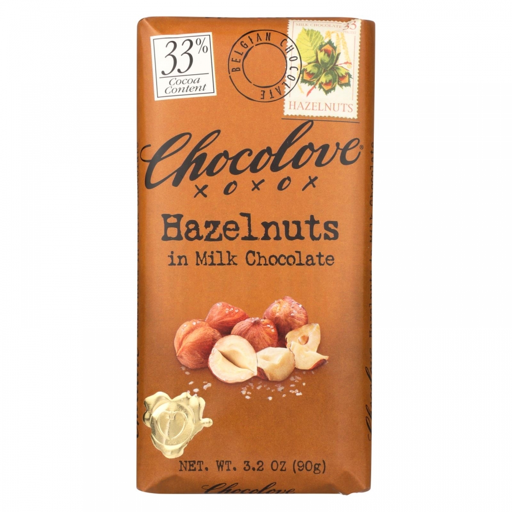 Chocolove Xoxox - Premium Chocolate Bar - Milk Chocolate - Hazelnuts - 3.2 oz Bars - 12개 묶음상품