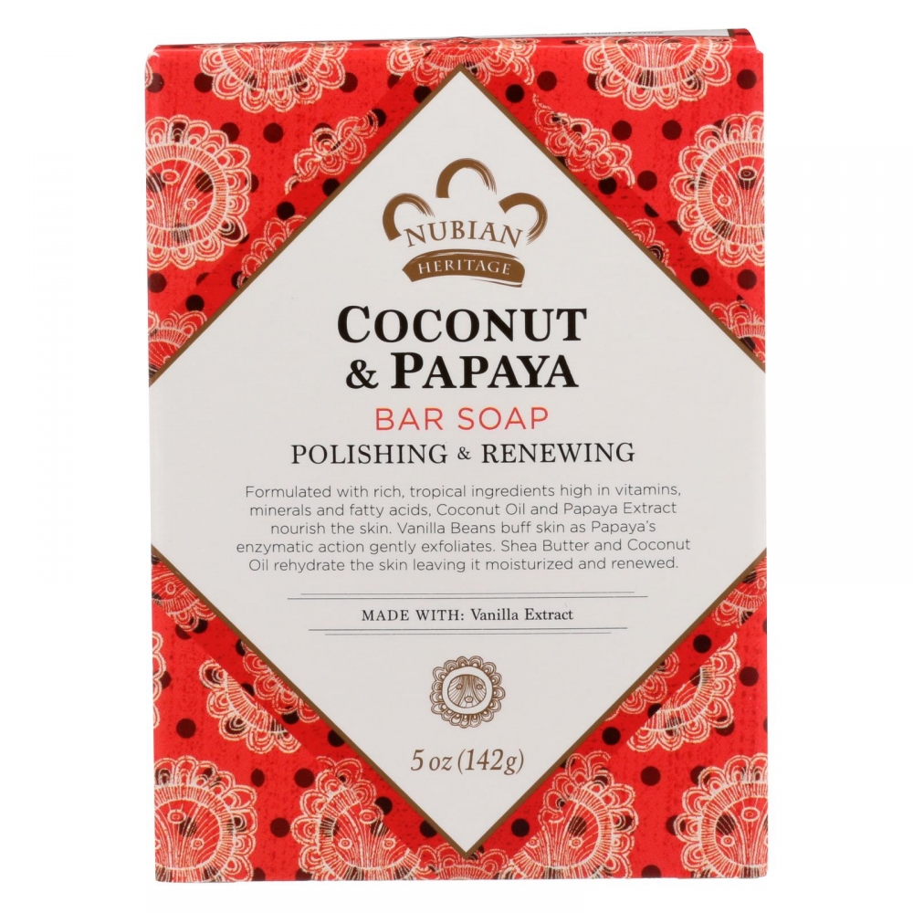 Nubian Heritage Bar Soap Coconut And Papaya with Vanilla Beans - 5 oz