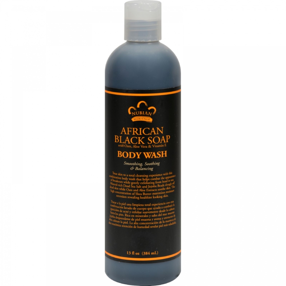 Nubian Heritage African Black Soap Body Wash and Scrub - 13 fl oz