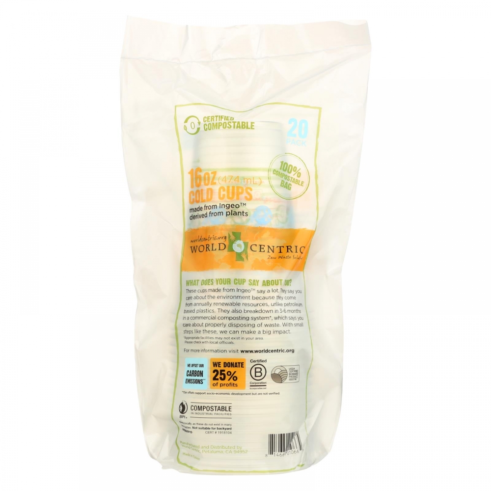 World Centric Compostable Clear - 12개 묶음상품 - 16 oz.