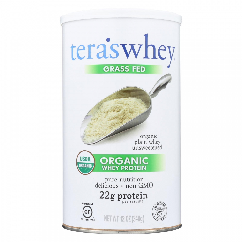 Teras Whey Protein Powder - Whey - Organic - Plain Unsweetened - 12 oz