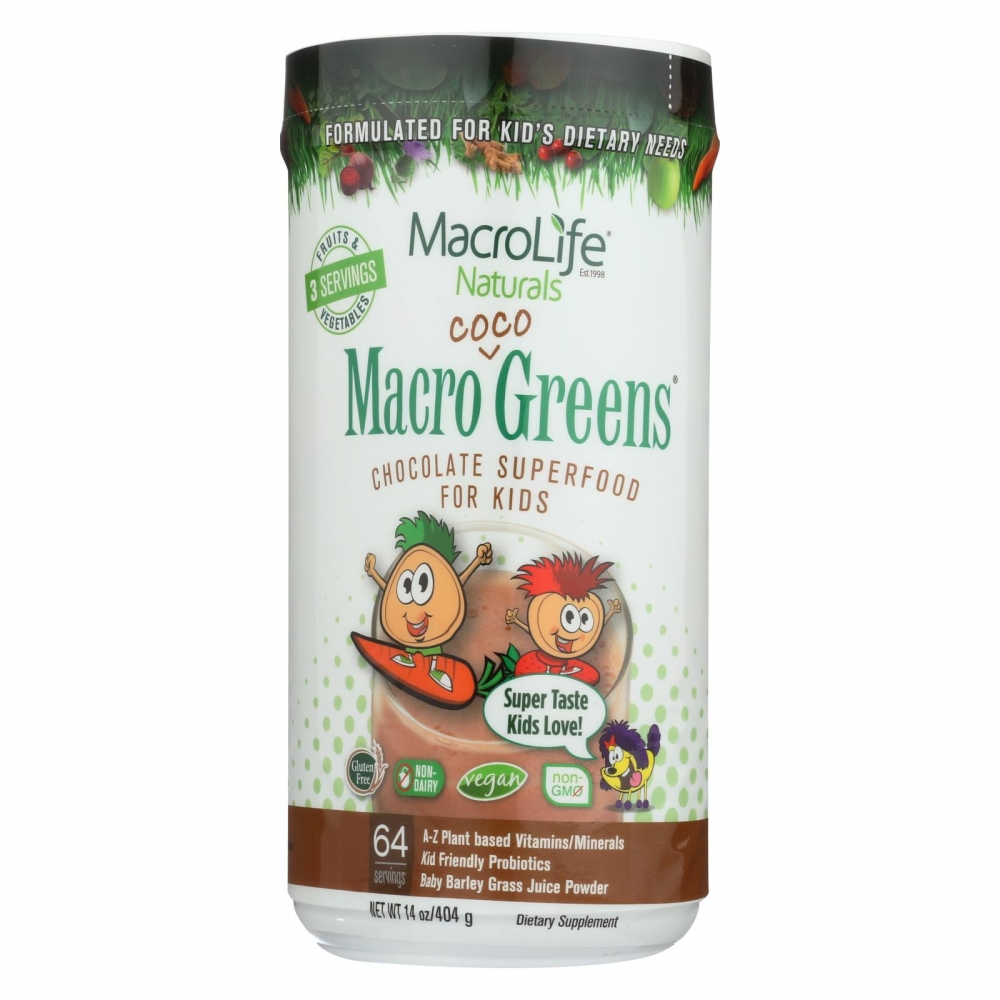 Macrolife Naturals Jr. Macro Coco-greens For Kids Chocolate - 14 Oz