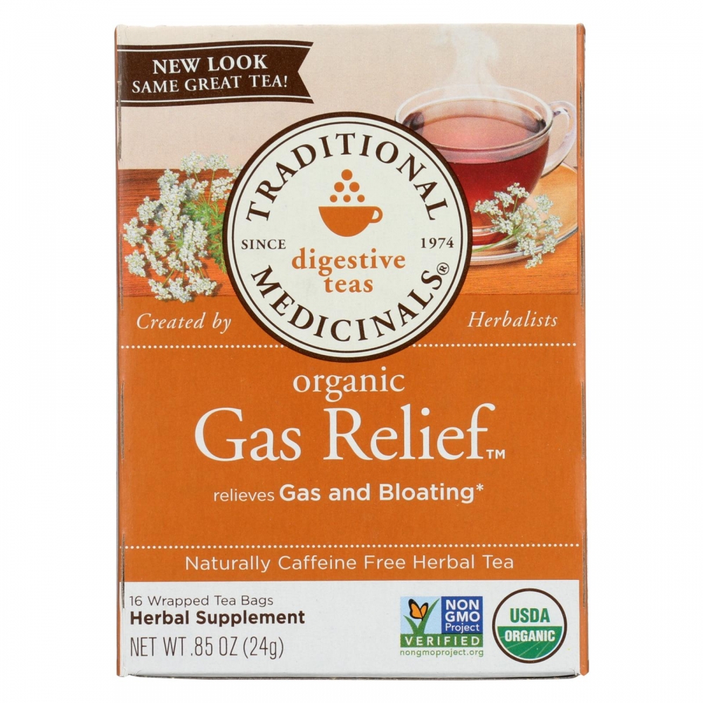 Traditional Medicinals Tea - Organic - Gas Relief - 16 bags - 6개 묶음상품