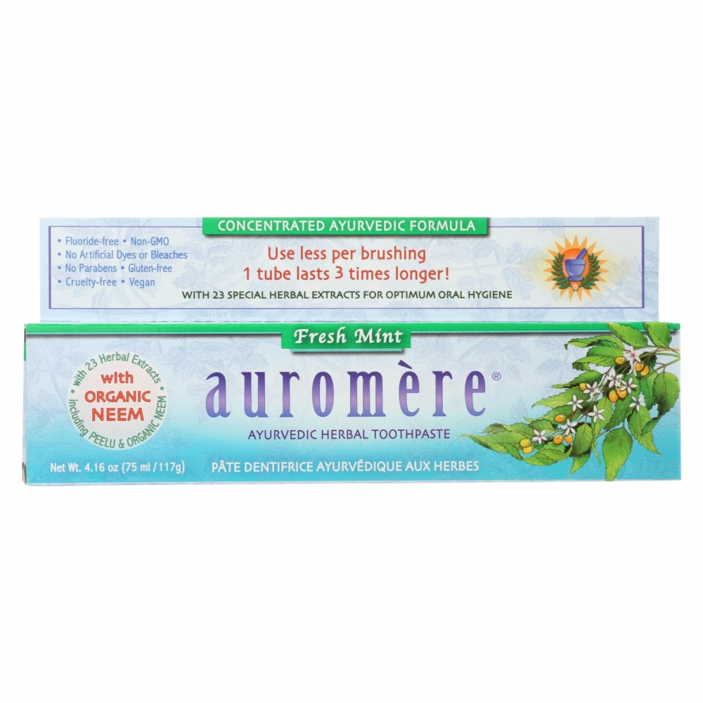 Auromere Toothpaste - Fresh Mint - Case of 1 - 4.16 oz.