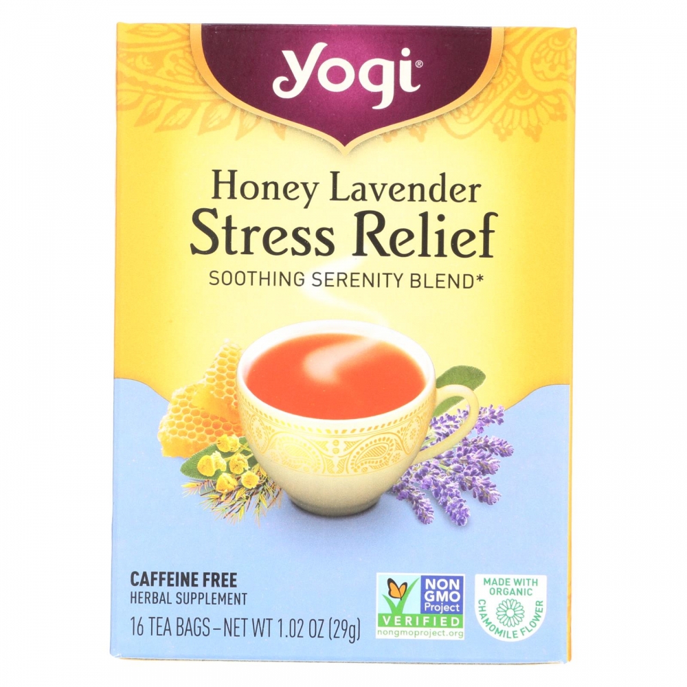 Yogi Stress ReliefHerbal Tea Caffeine Free Honey Lavender - 16 Tea Bags - 6개 묶음상품