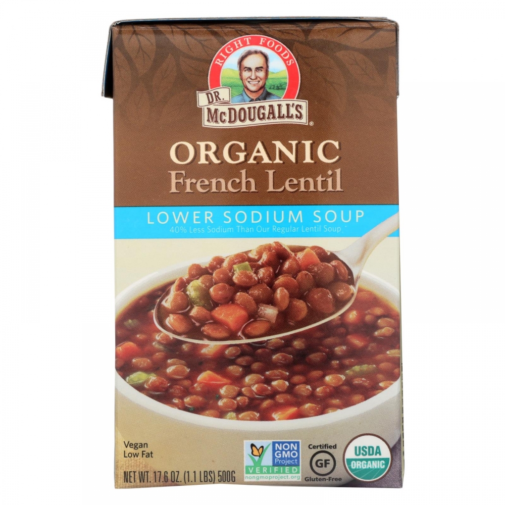 Dr. McDougall's Organic French Lentil Lower Sodium Soup - 6개 묶음상품 - 17.6 oz.