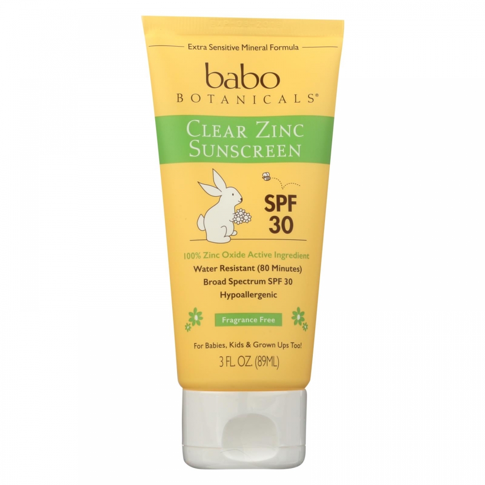 Babo Botanicals - Sunscreen - Clear Zinc Unscented SPF 30 - 3 oz