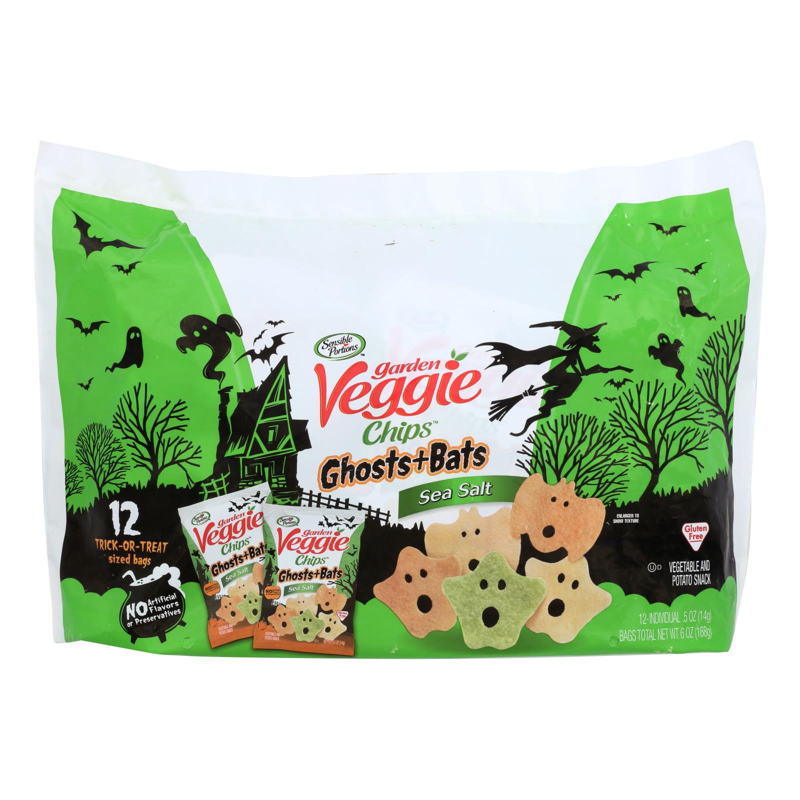 Sensible Portions Garden Veggie Ghosts + Bats Sea Salt Chips - 12개 묶음상품 - 12/.5 OZ