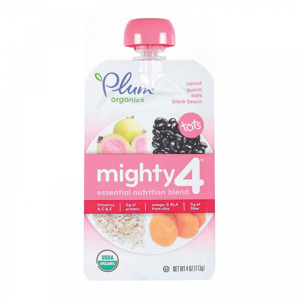 Plum Organics Mighty 4 Blends Tots - Guava Pomegranate Black Bean Carrot and Oat - 6개 묶음상품 - 4 oz.