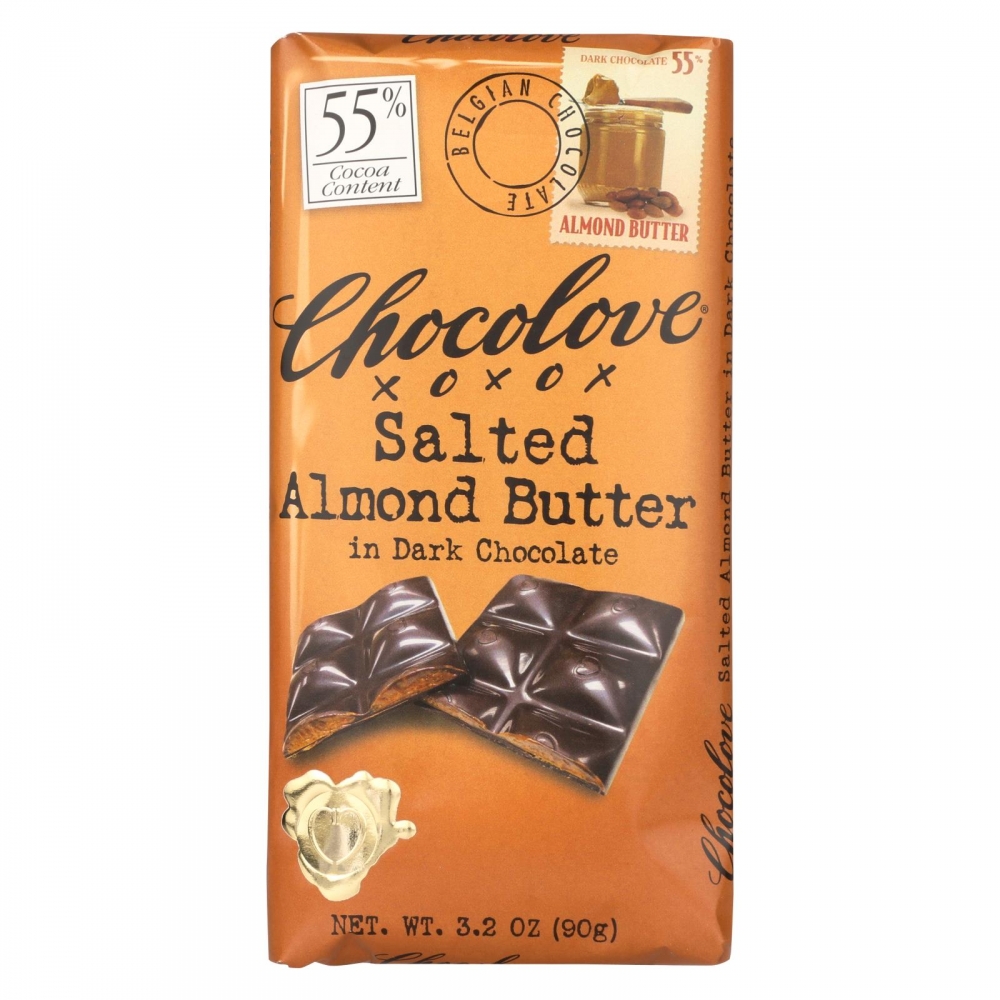 Chocolove Xoxox - Dark Chocolate Bar - Salted Almond Butter - 10개 묶음상품 - 3.2 oz