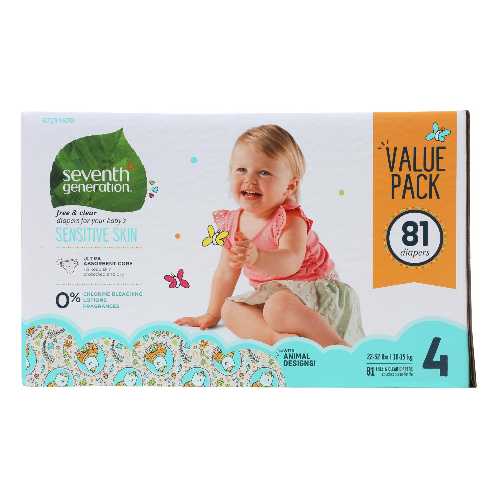 Seventh Generation Free & Clear Diaper Pack - 1 Each - 81 CT