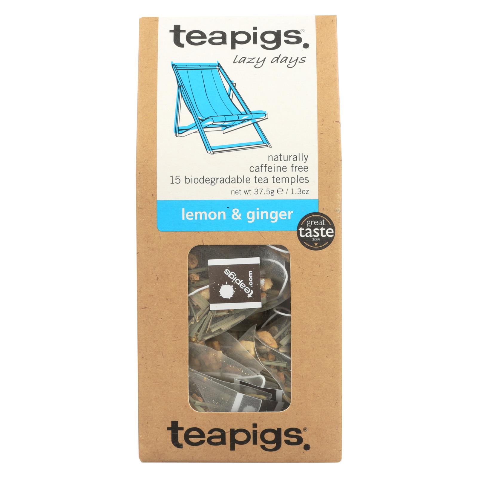 Teapigs Lemon & Ginger Lazy Days Tea - 6개 묶음상품 - 15 CT