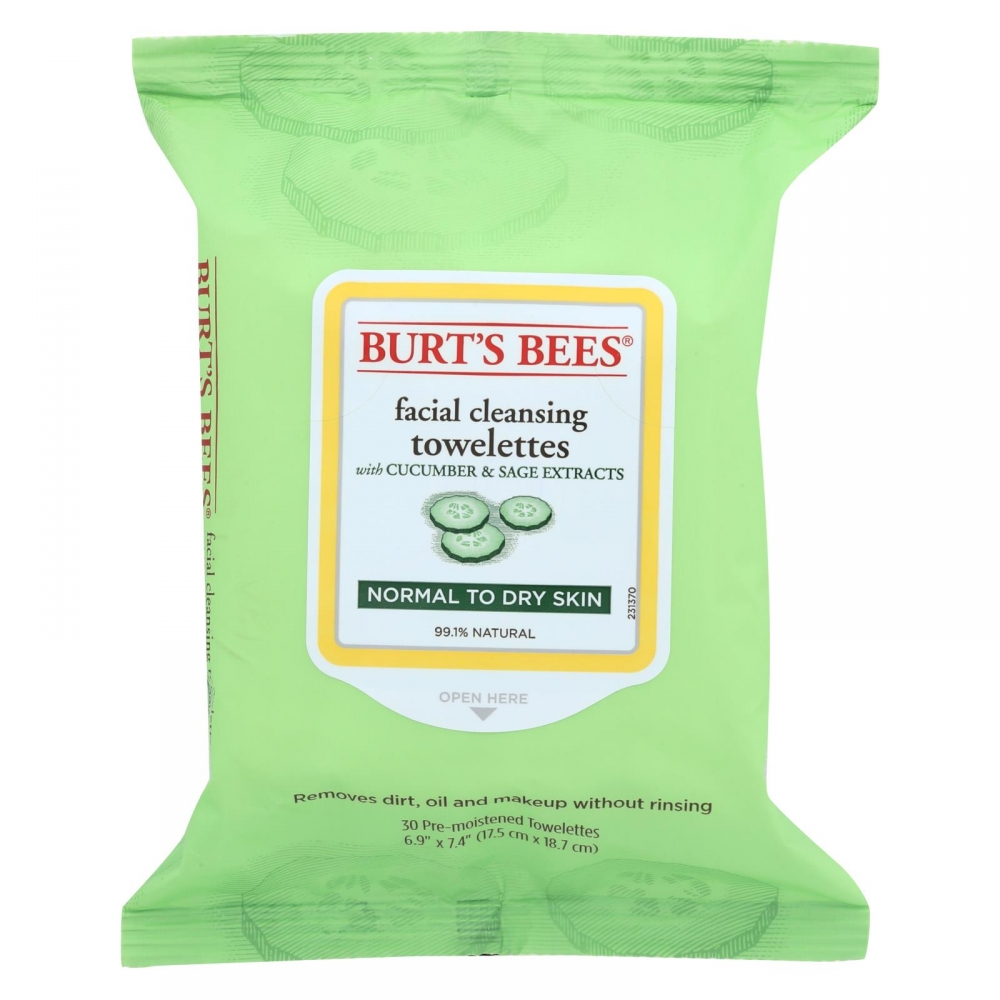 Burts Bees - Face Towelette - Cucumber Sage - 3개 묶음상품 - 30 count