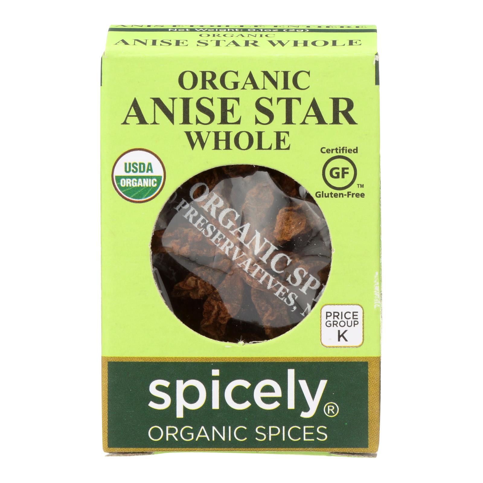 Spicely Organics - Organic Star Anise - Whole - 6개 묶음상품 - 0.1 oz.