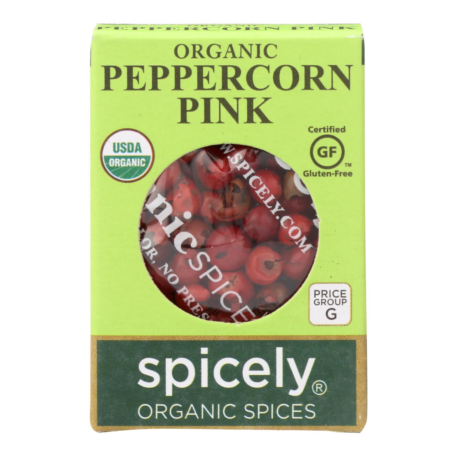 Spicely Organics - Organic Peppercorn - Pink - 6개 묶음상품 - 0.15 oz.
