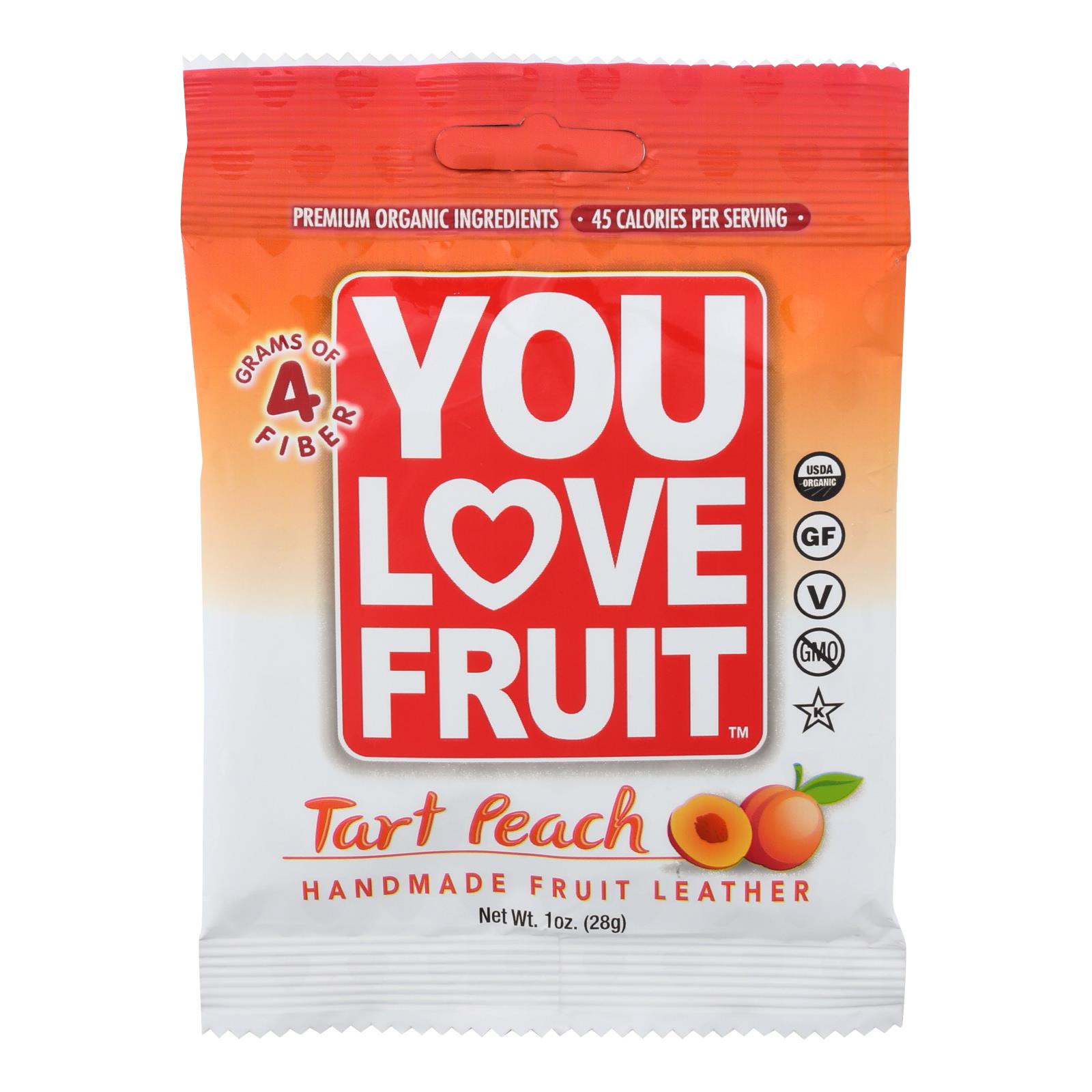 You Love Fruit Tart Peach Handmade Fruit Leather - Case of 12 - 1 OZ
