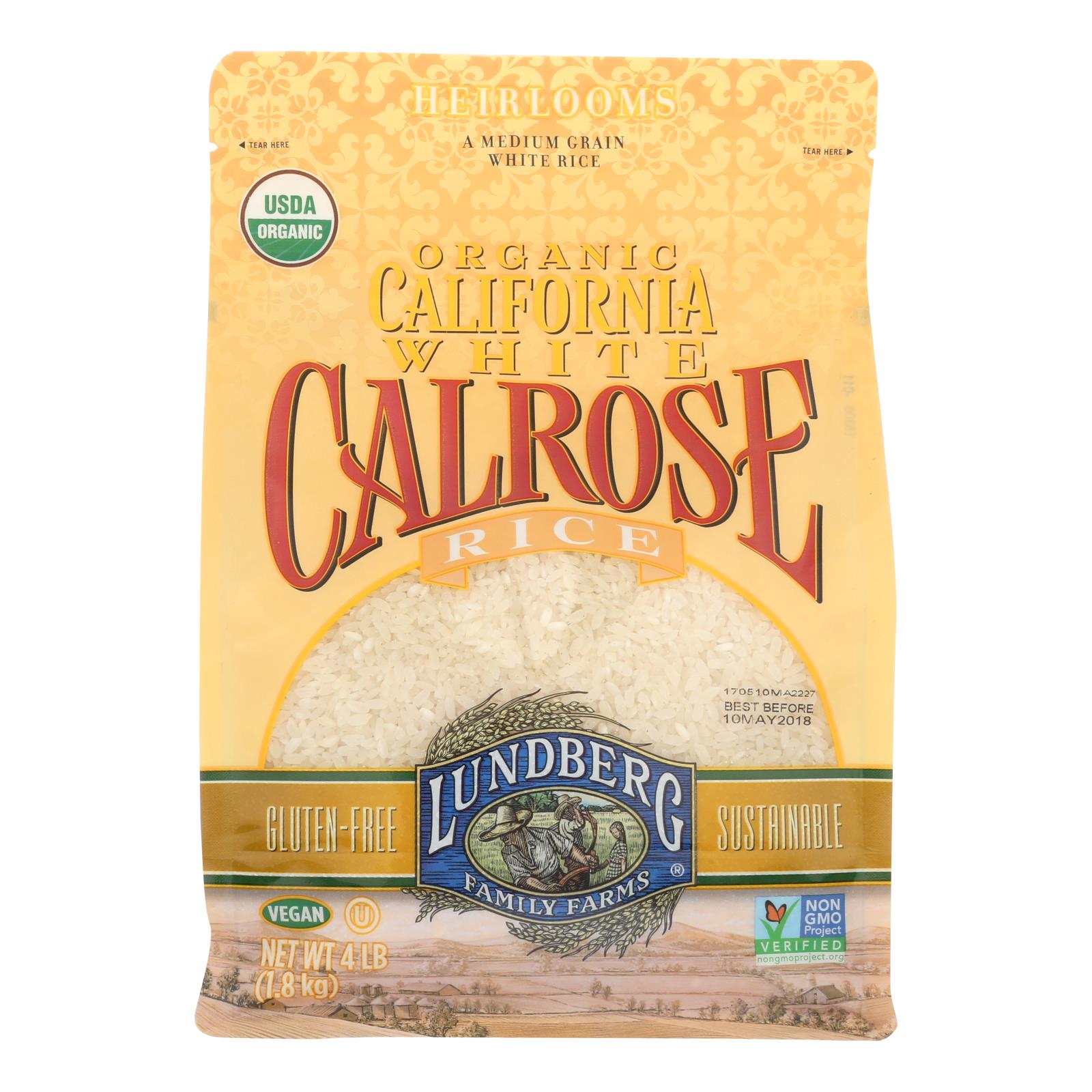 Lundberg Family Farms Organic White Calrose Rice Part Of Our Heirlooms Collection - 6개 묶음상품 - 4 LB