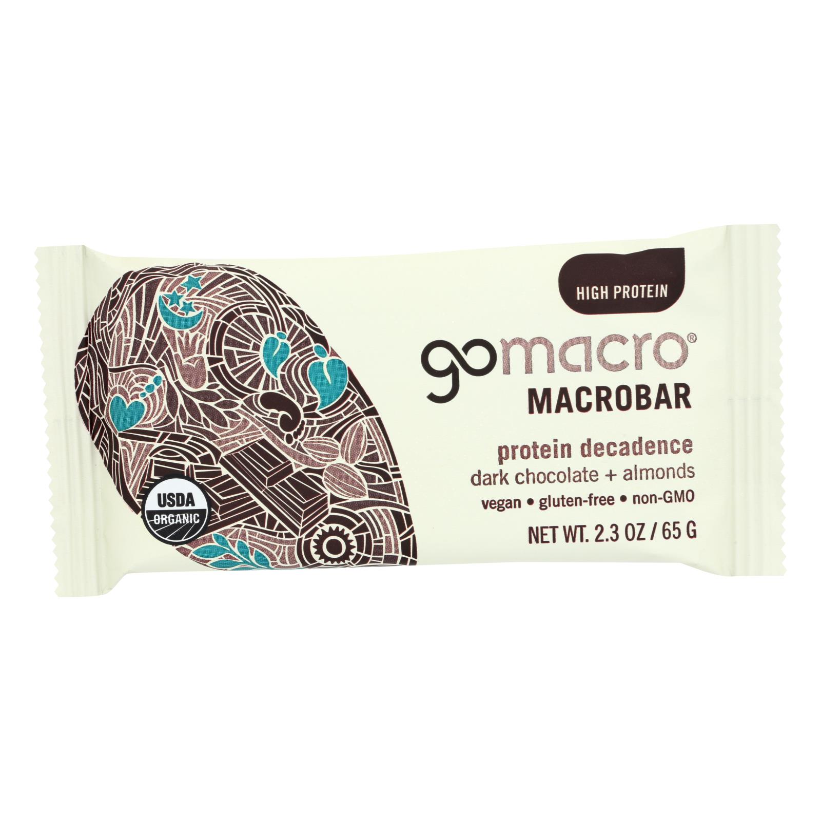 Gomacro Bar - Organic - Dark Chocolate - Almonds - 12개 묶음상품 - 2.3 oz