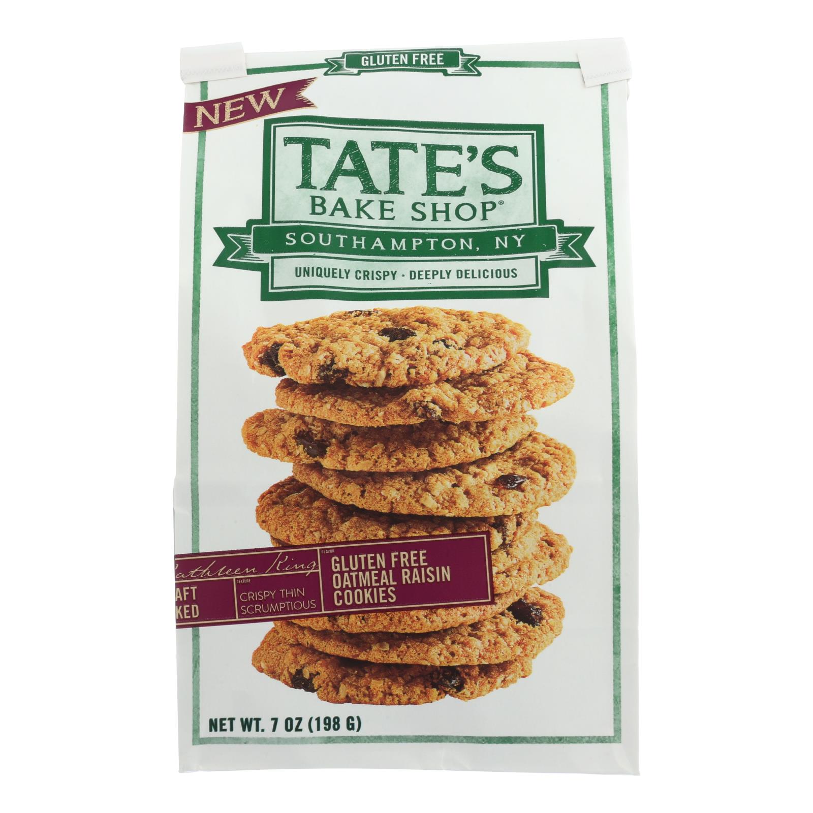 Tate's Bake Shop Gluten Free Oatmeal Raisin Cookies - Case of 12 - 7 OZ