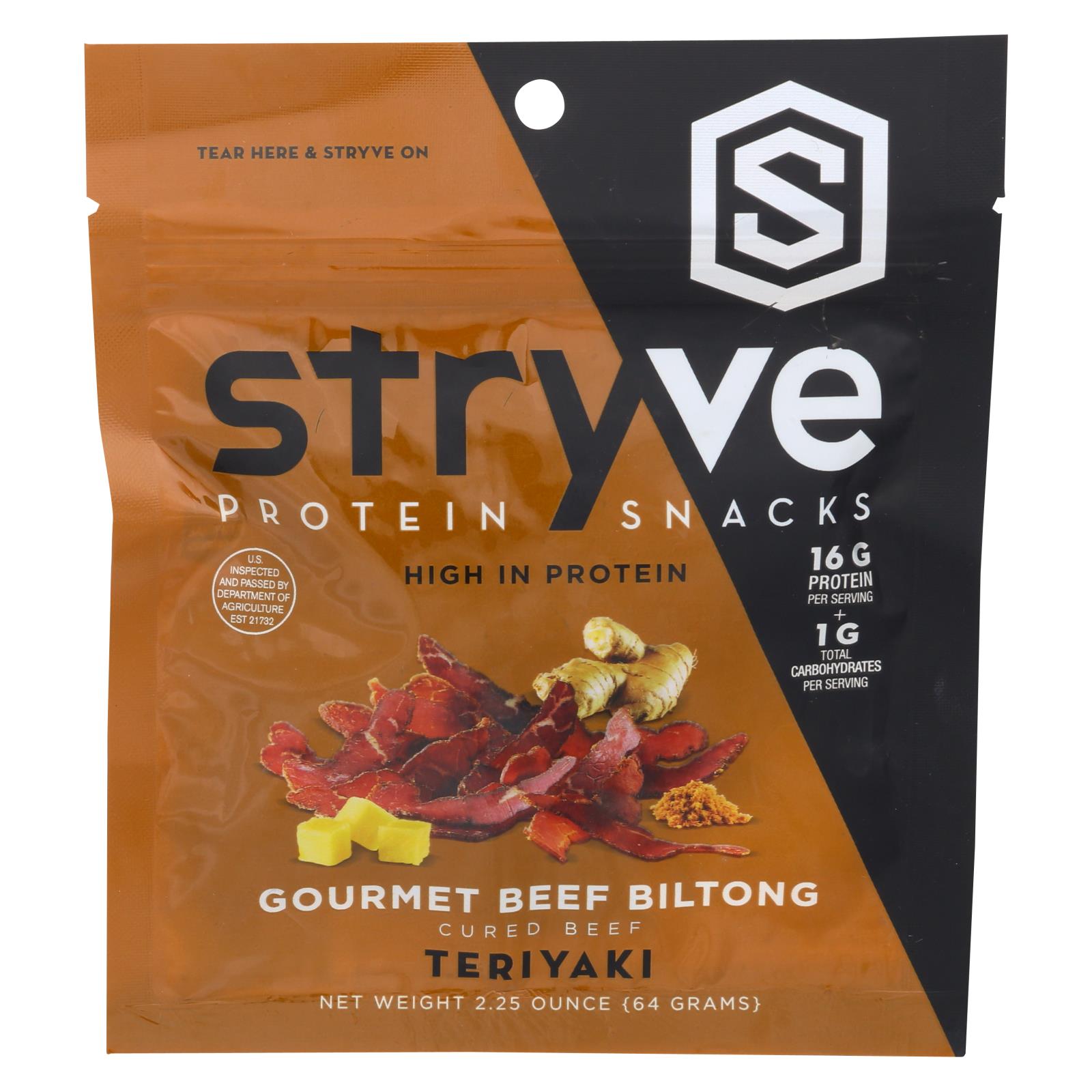 Stryve Foods - Beef Biltong Teriyaki - Case of 12-2.25 OZ
