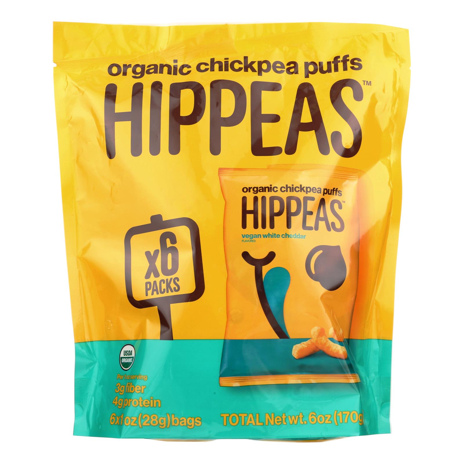 Hippeas - Chkpea Puff Vgn Wh Ch - 12개 묶음상품 - 6 OZ