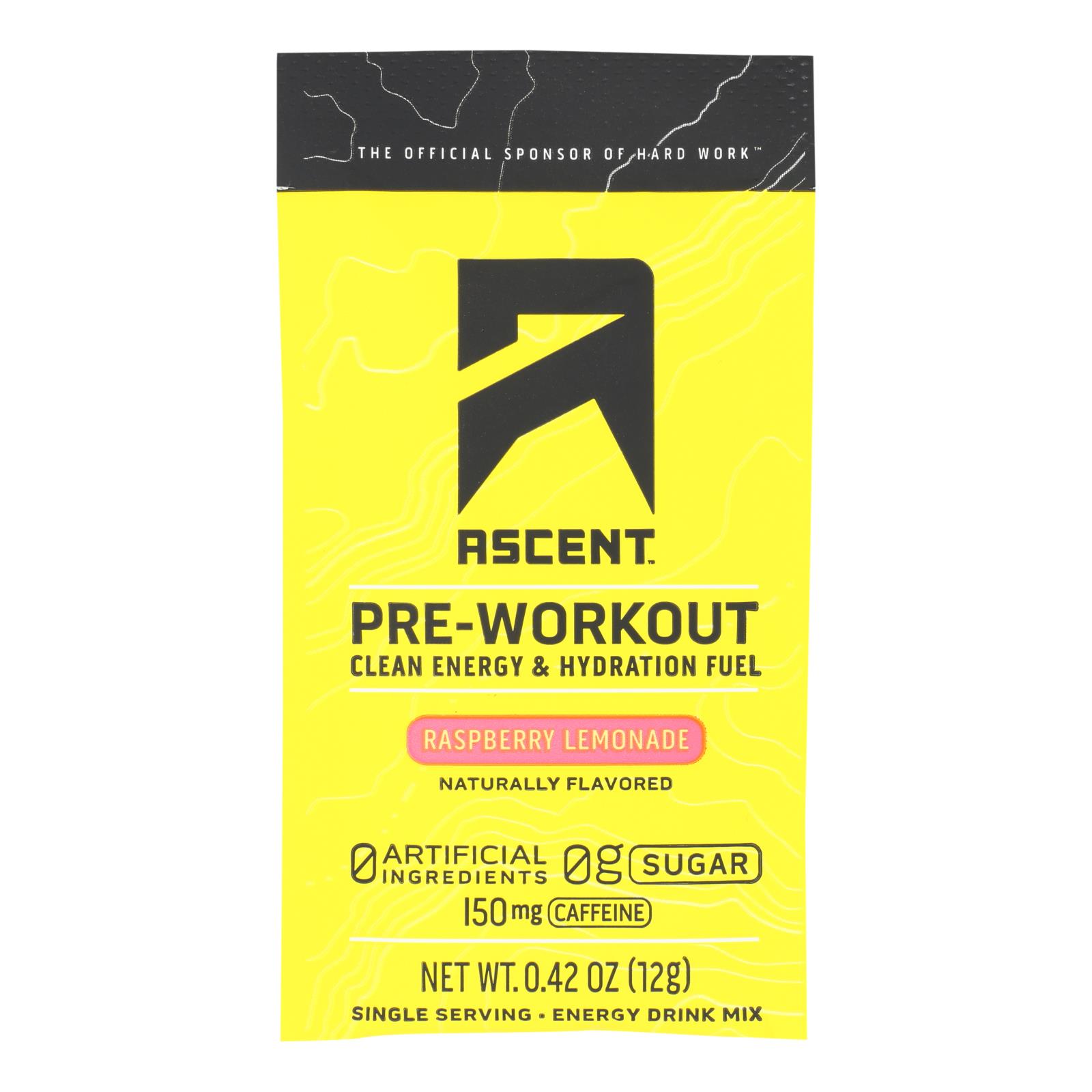 Ascent Native Fuel Raspberry Lemonade Energy Drink Mix Raspberry Lemonade - Case of 15 - .42 OZ