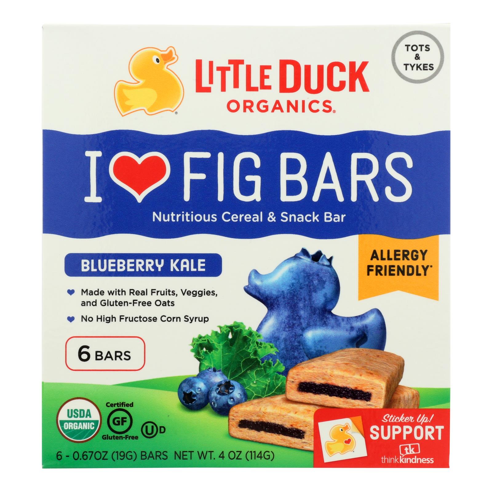 Little Duck Organics - Fig Bars Bberry Kale - Case of 8 - 6/.67 OZ