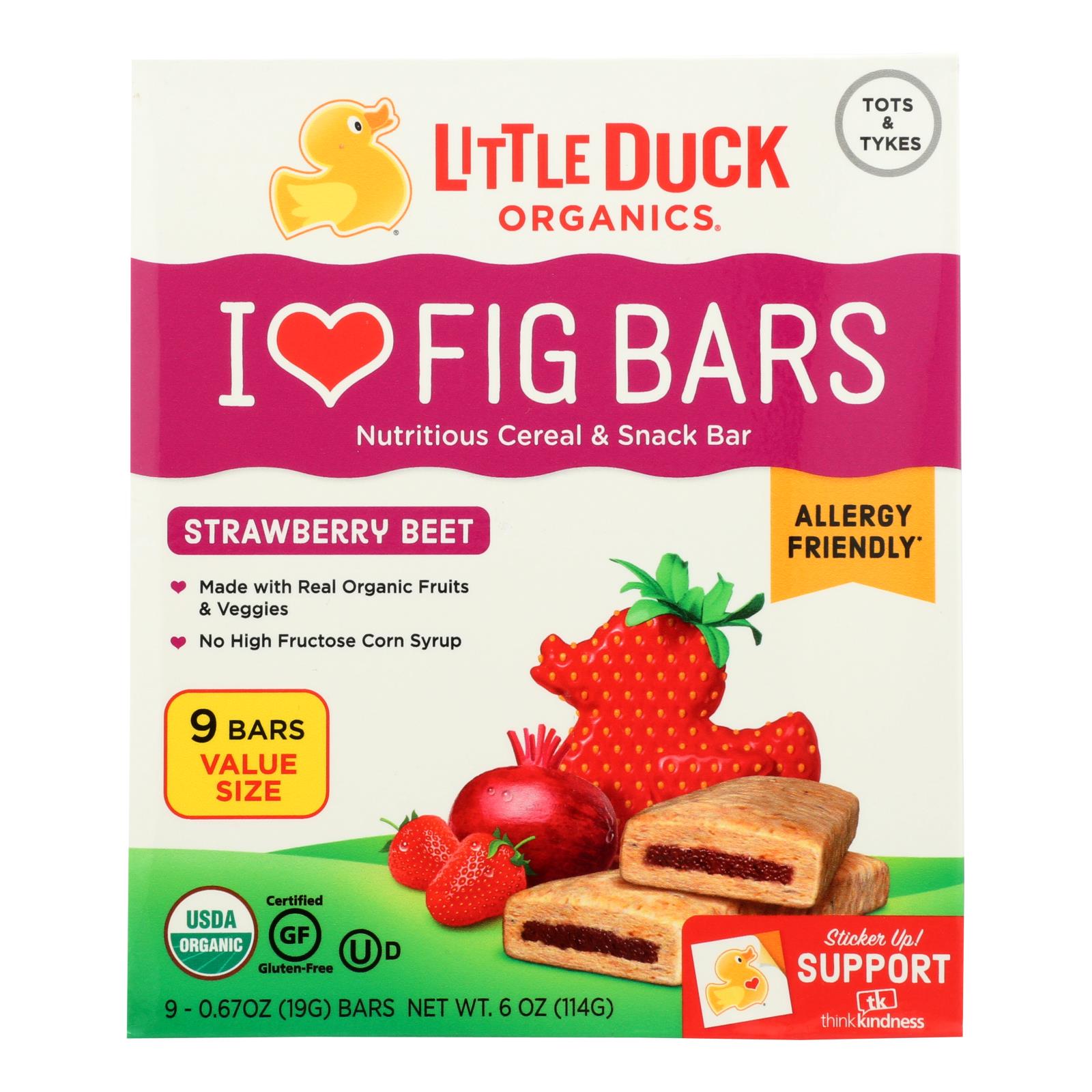 Little Duck Organics - Fig Bars Straw Beet - Case of 8 - 9/.67 OZ