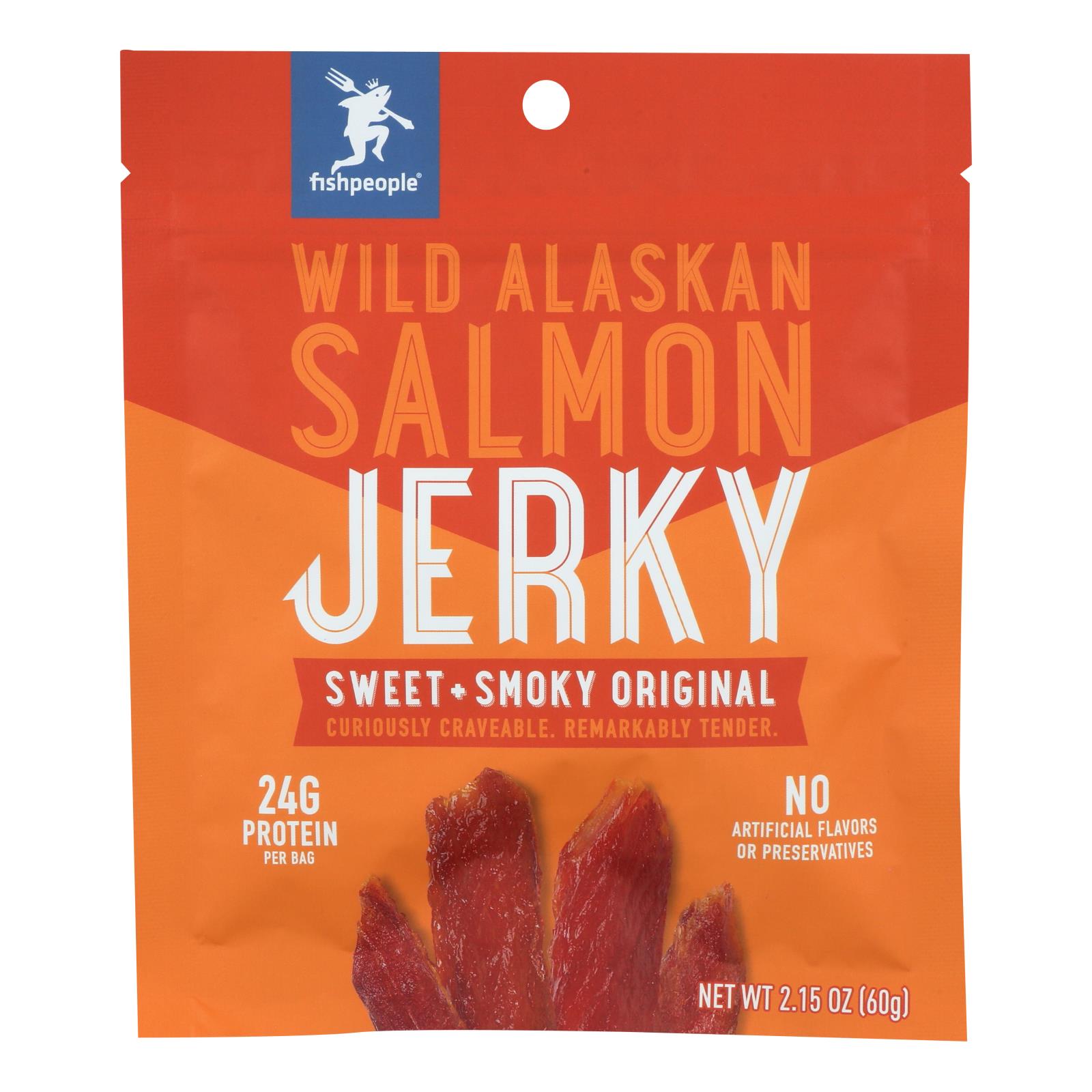 Fishpeople Seafood Wild Alaskan Salmon Jerky - Case of 6 - 2.15 OZ