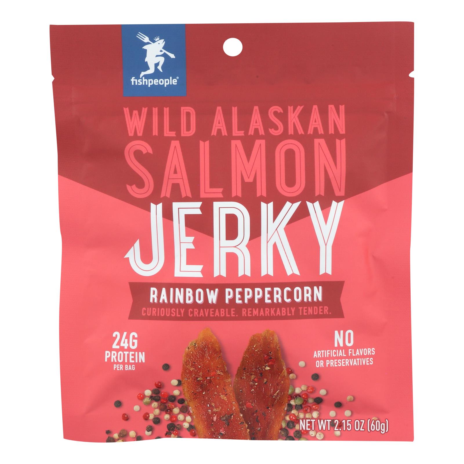 Fishpeople Seafood Wild Alaskan Salmon Jerky - Case of 6 - 2.15 OZ