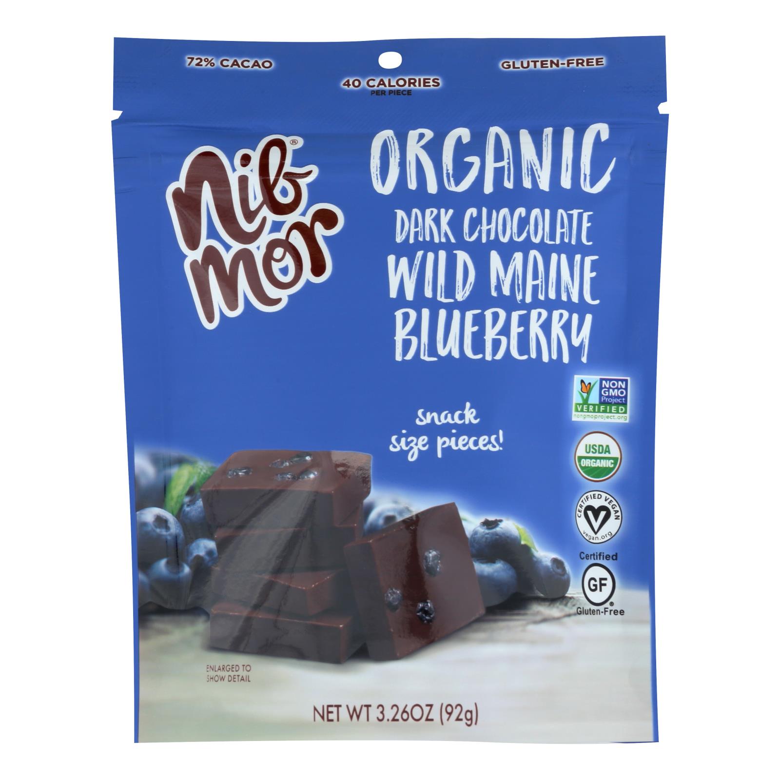 Nibmor - Dark Chocolate Blubry 72% - Case of 6 - 3.26 OZ