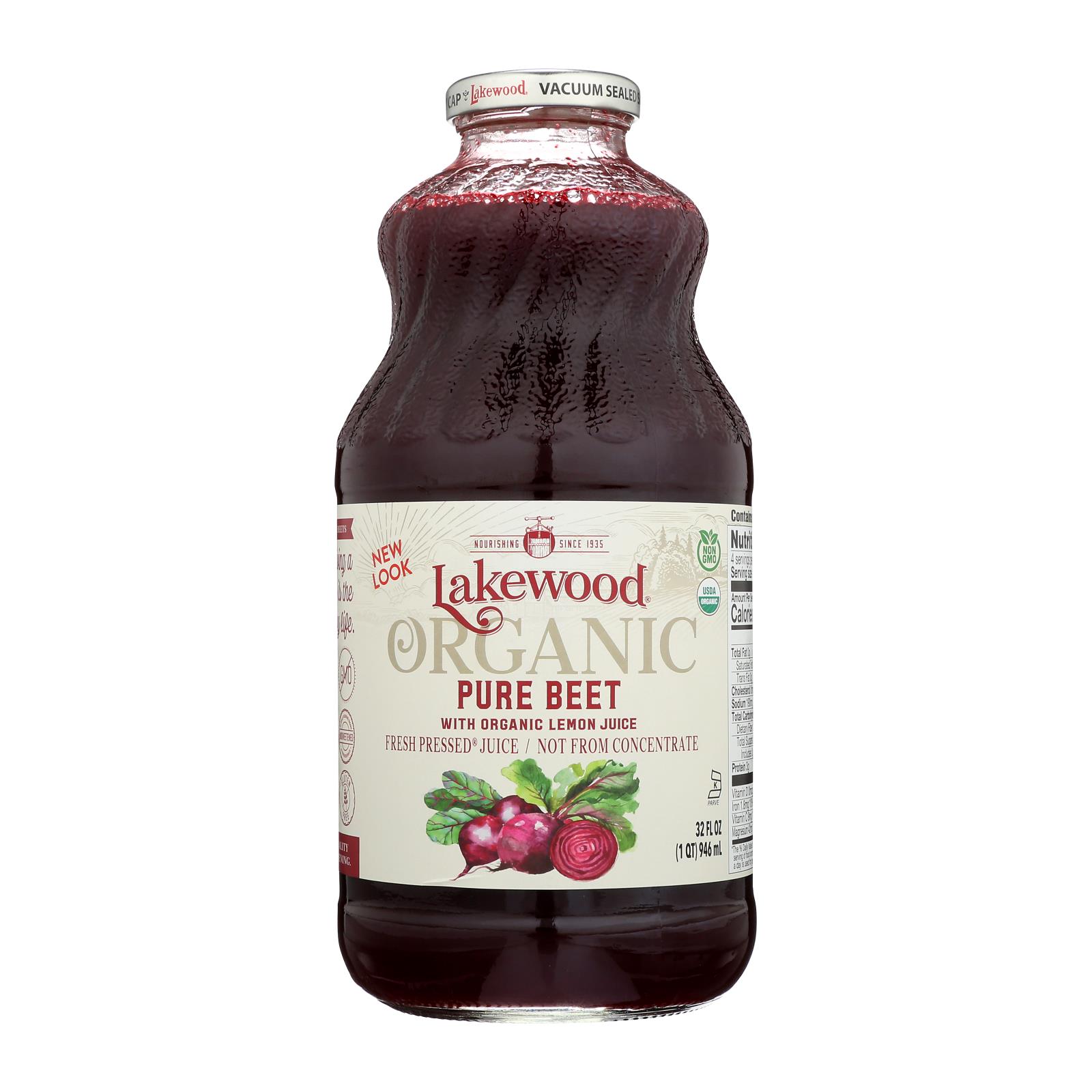 Lakewood - Organic Juice - Pure Beet - 6개 묶음상품 - 32 fl oz.
