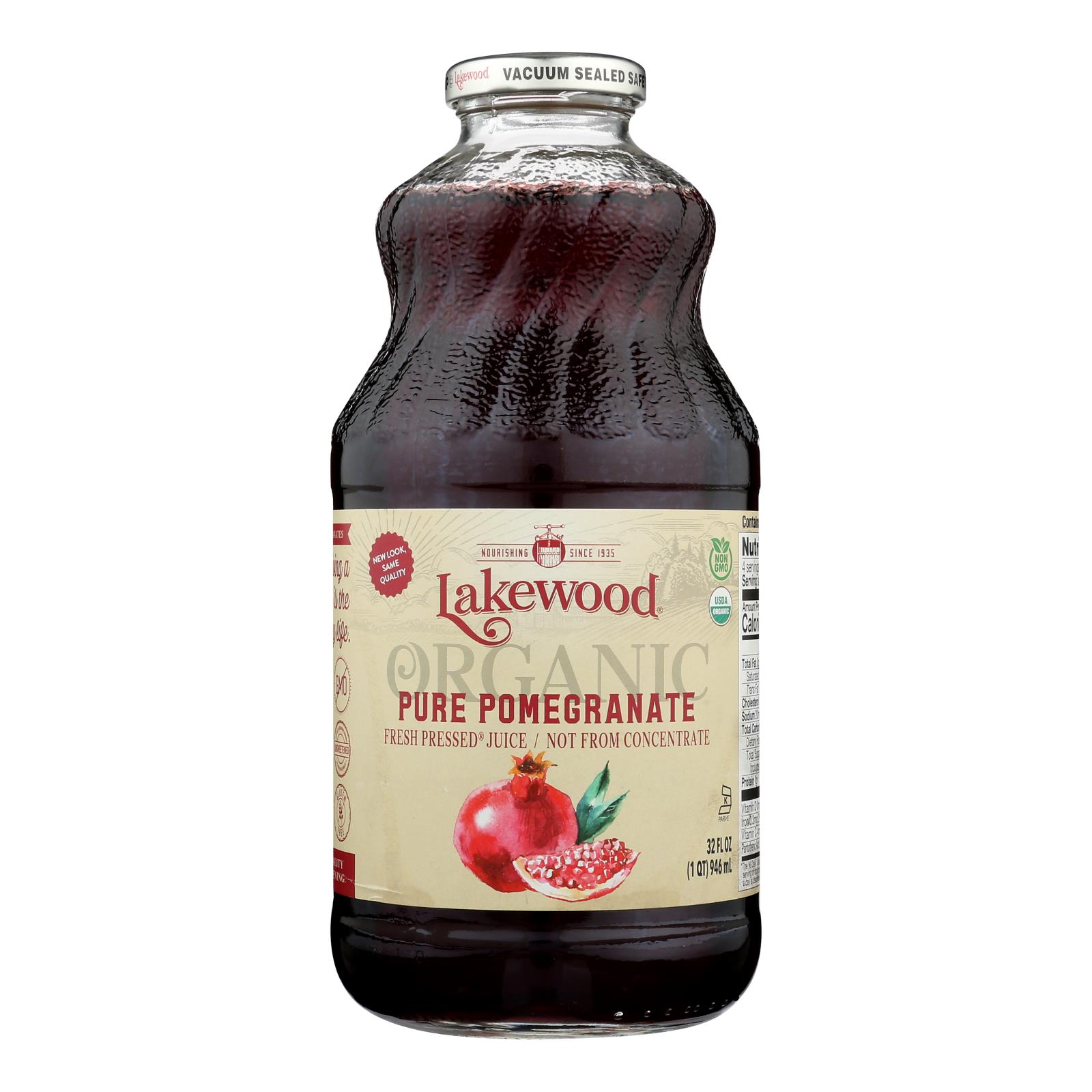 Lakewood - Organic Juice - Pure Pomegranate - 6개 묶음상품 - 32 fl oz.