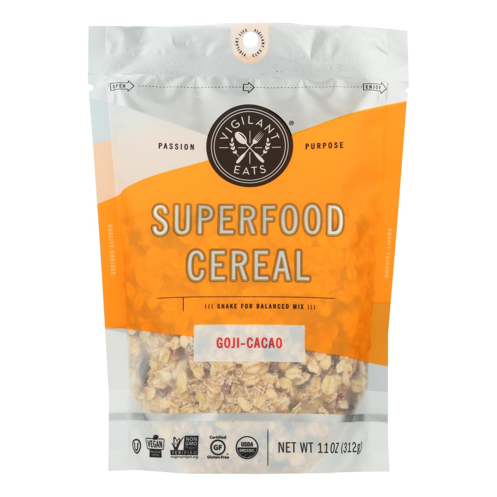 Vigilant Eats - Cerl Goji Cacao Sprfd - Case of 6 - 11 OZ