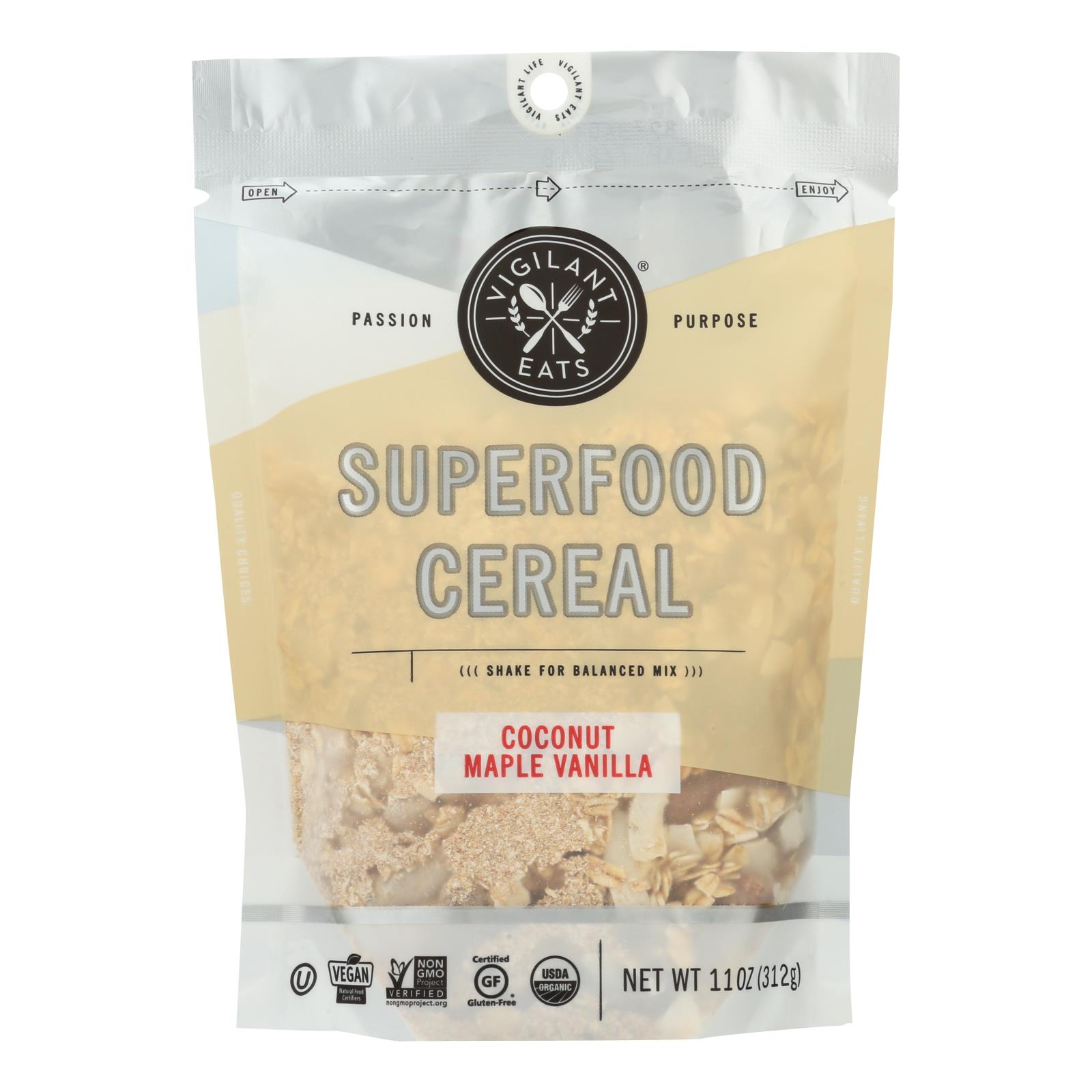 Vigilant Eats - Cerl Coconut Maple Vanilla Spr - Case of 6 - 11 OZ