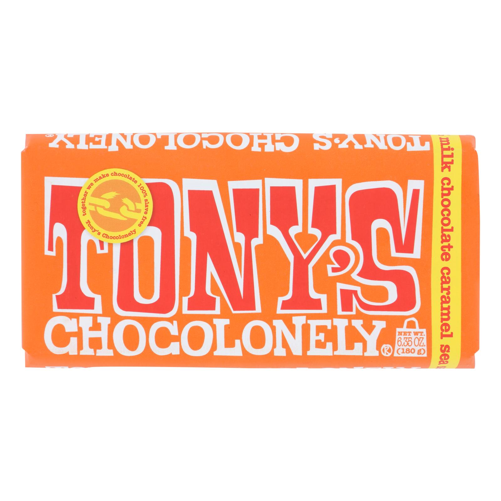 Tony's Chocolonely - Bar Chocolate Milk Caramel Ssl 32% - 15개 묶음상품 - 6.35 OZ