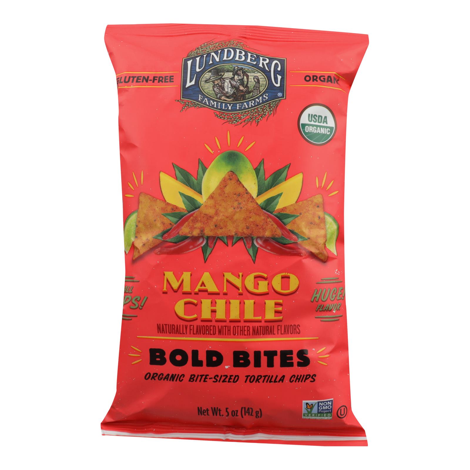 Lundberg Family Farms - Chips Tort Mango Chili - Case of 12 - 5 OZ