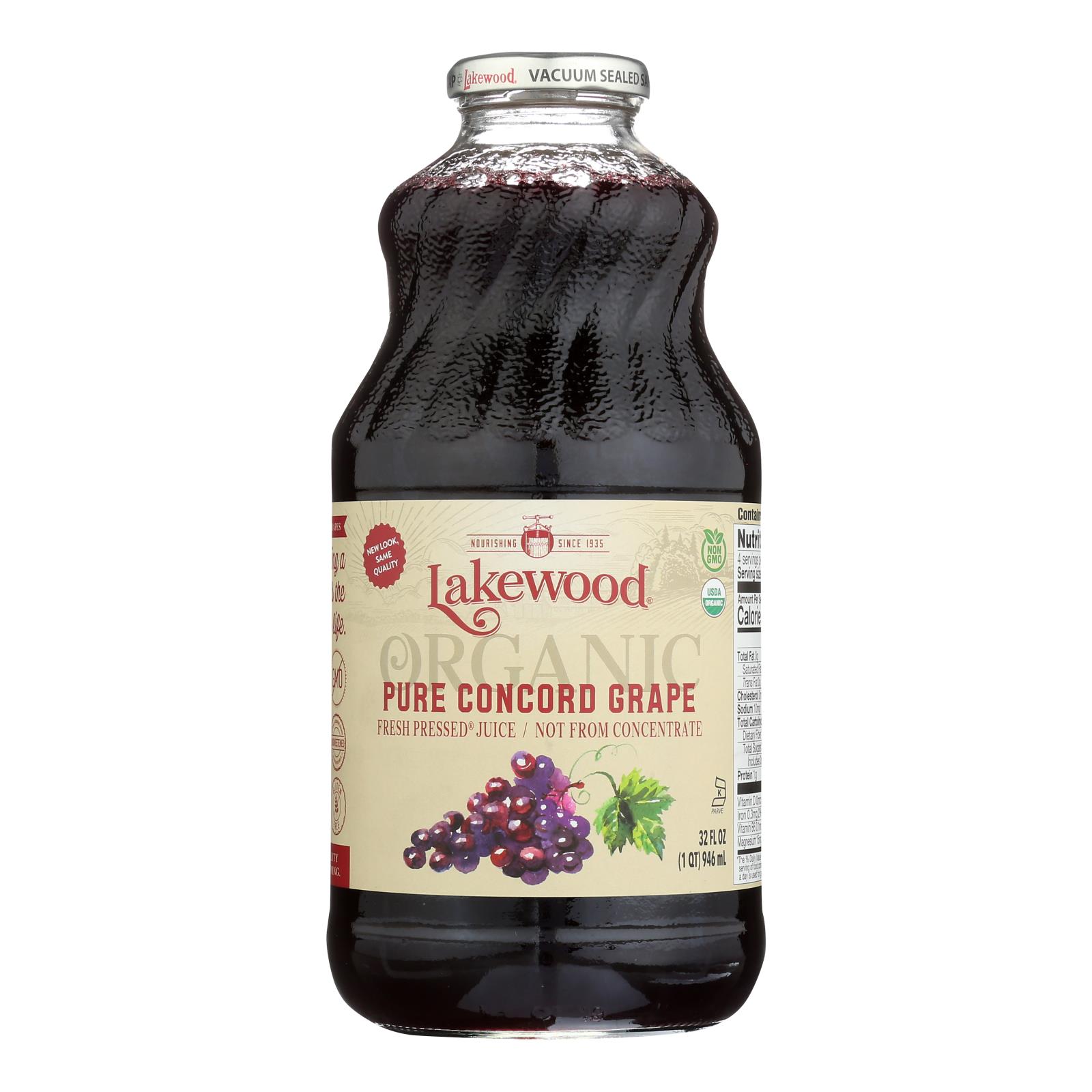 Lakewood - Organic Juice - Concord Grape - 6개 묶음상품 - 32 fl oz.