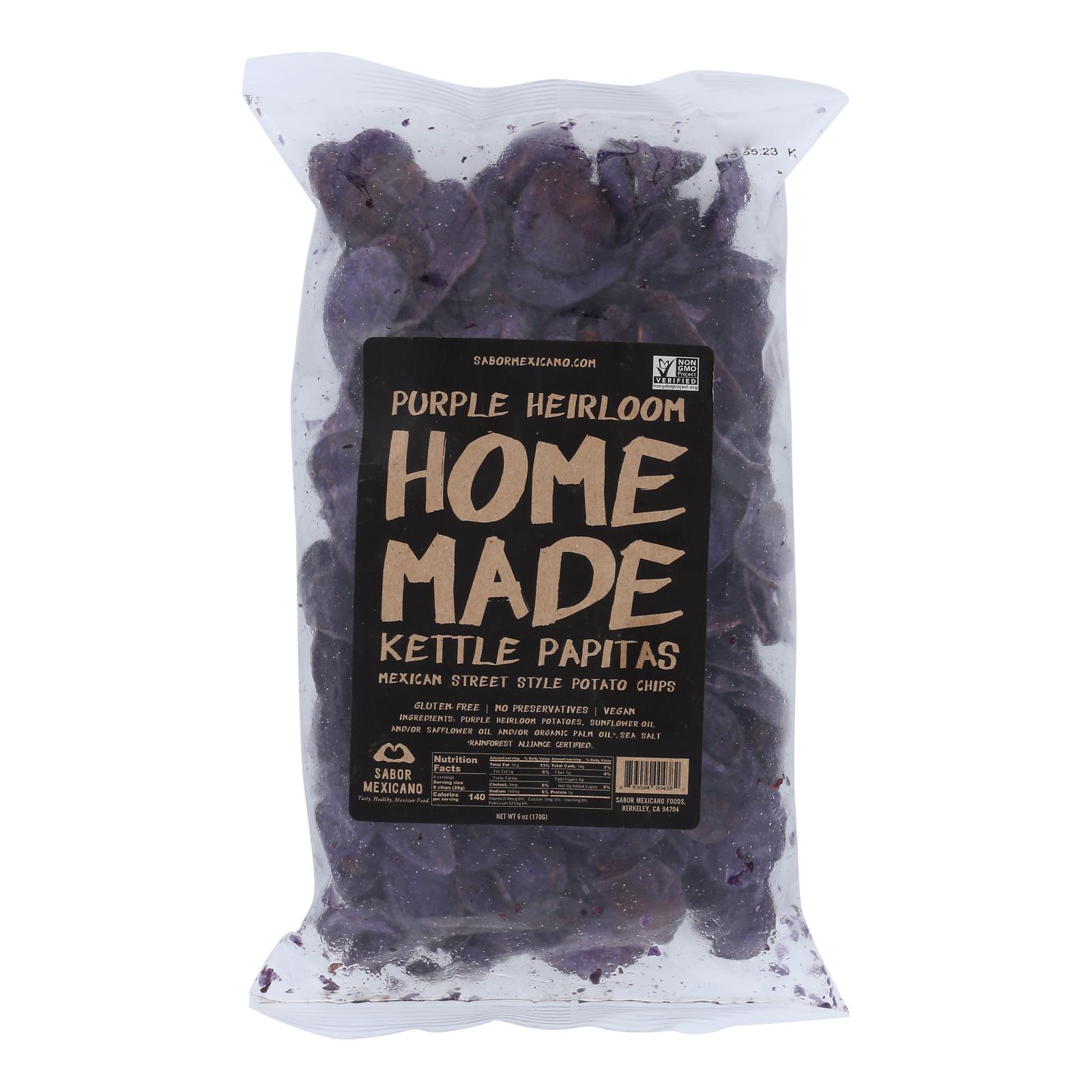 Sabor Mexicano - Chips Papitas Purp Hmemde - Case of 16-6 OZ