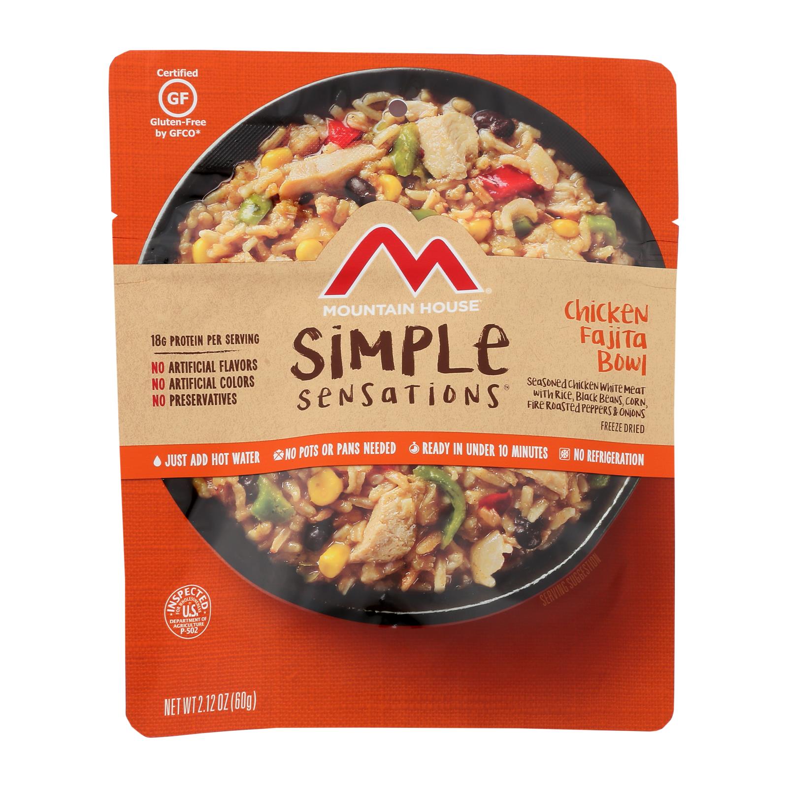 Simple Sensations - Bowl Chicken Fajitas - Case of 6 - 2.12 OZ