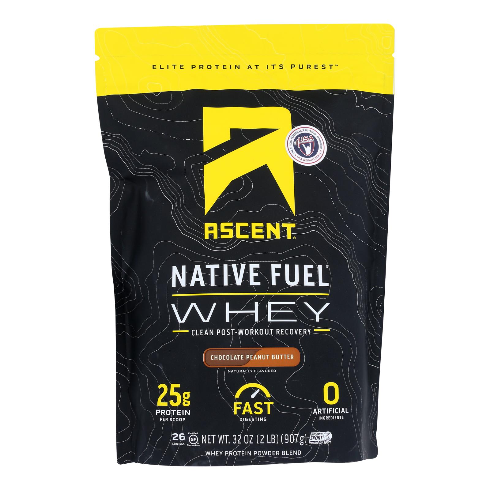 Ascent Native Fuel - Whey Chocolate Peanut Butter - 1 Each - 2 LB