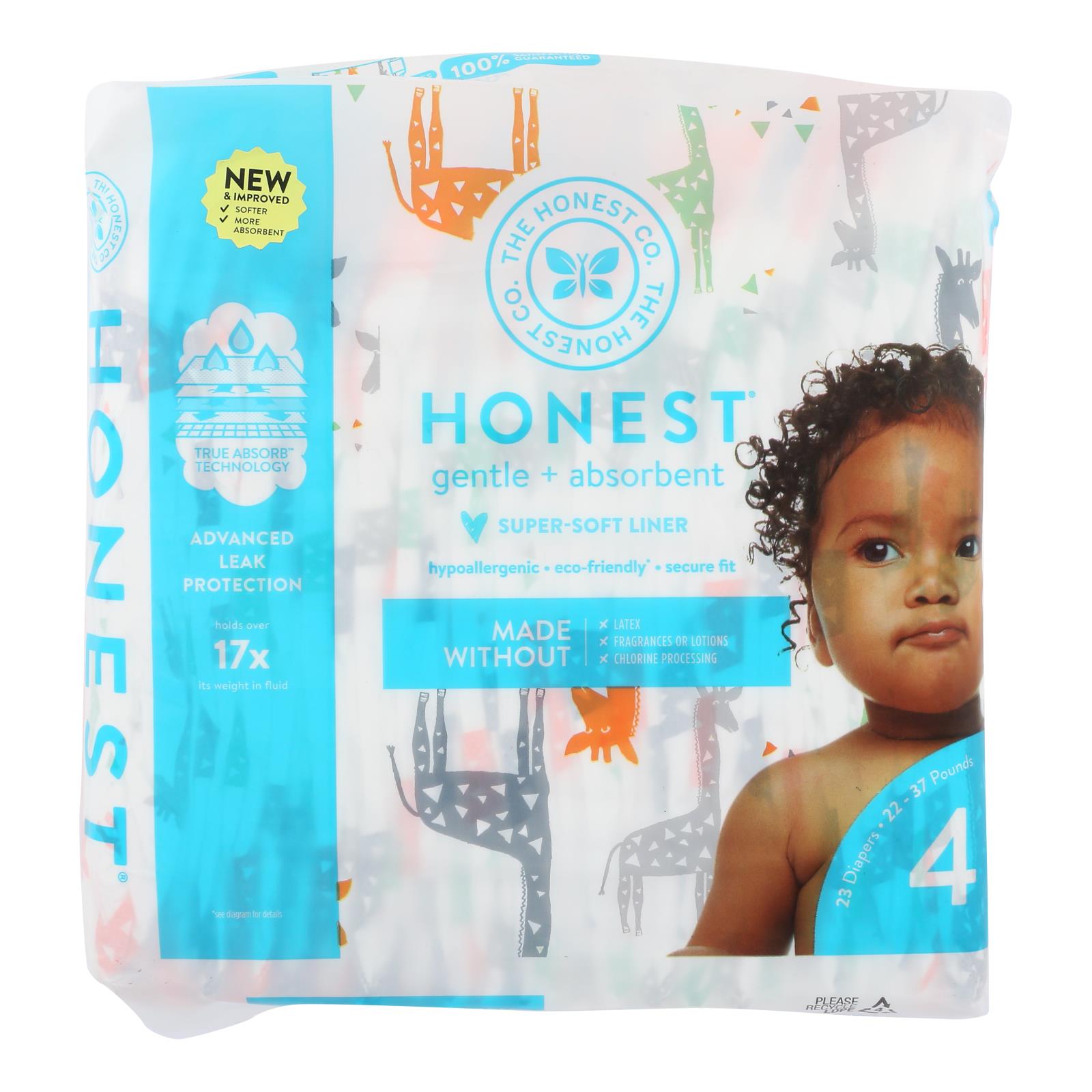 The Honest Company - Dpr Mlt Color Giraffe Sz4 - 1 Each - 23 CT